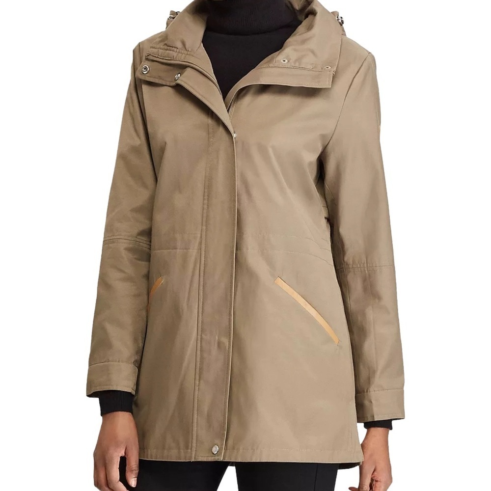 Lauren Ralph Lauren Women’s Cinched-waist Anorak Jacket Sz XXL Khaki Tan Hooded
